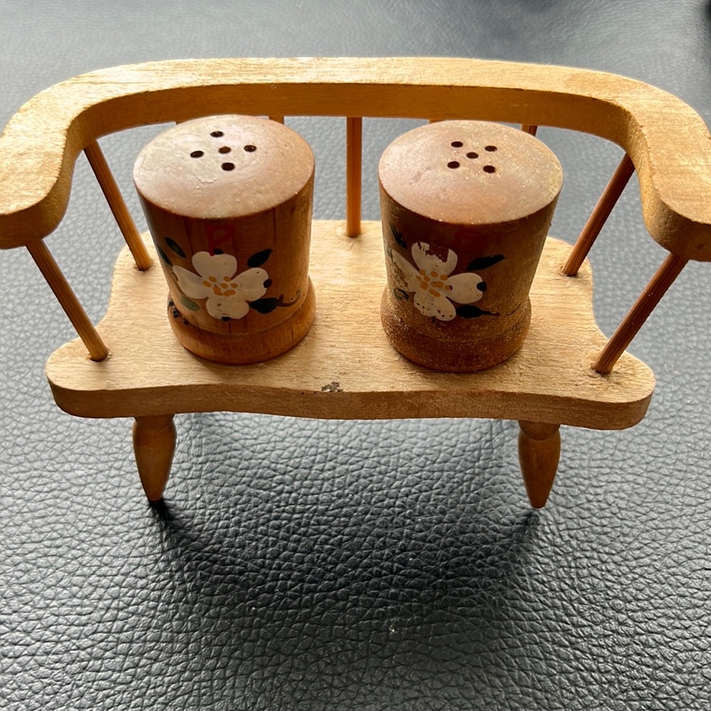 Vintage wood salt and pepper set